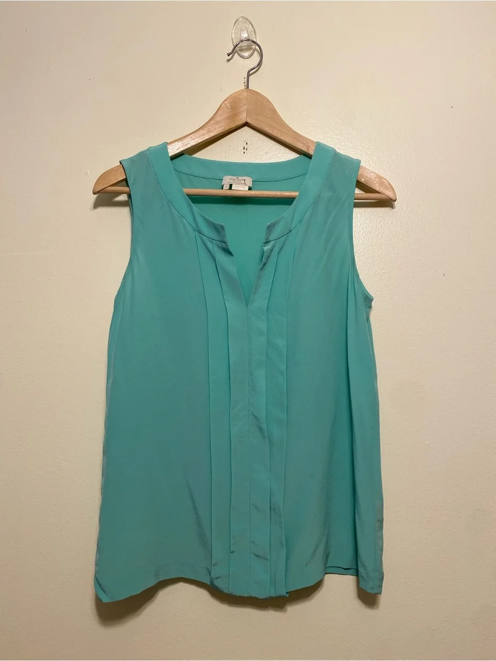 kate spade Silk Sleeveless Pleated Shell Top - Teal Green. Size 4